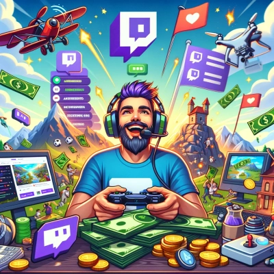 un streamer de videojuegos que emite en Twitch, interactúa con sus seguidores y gana dinero con la publicidad