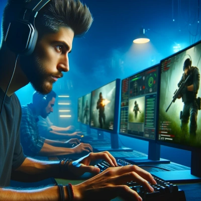 Un jugador experimentado centrado en una intensa sesión de juego