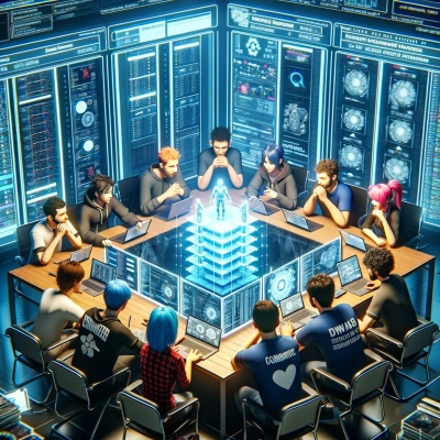 un grupo de jugadores elabora estrategias en una sala de reuniones virtual de un servidor privado